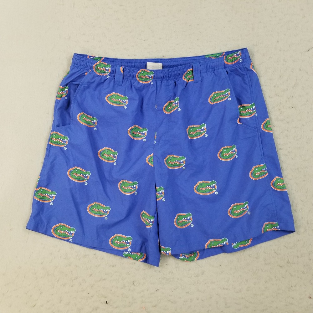 Columbia Shorts Mens XL Blue Florida Gators PFG Fishing All Over Print XM0606
